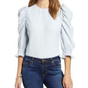 Rachel Parcell light blue puff sleve top NWT